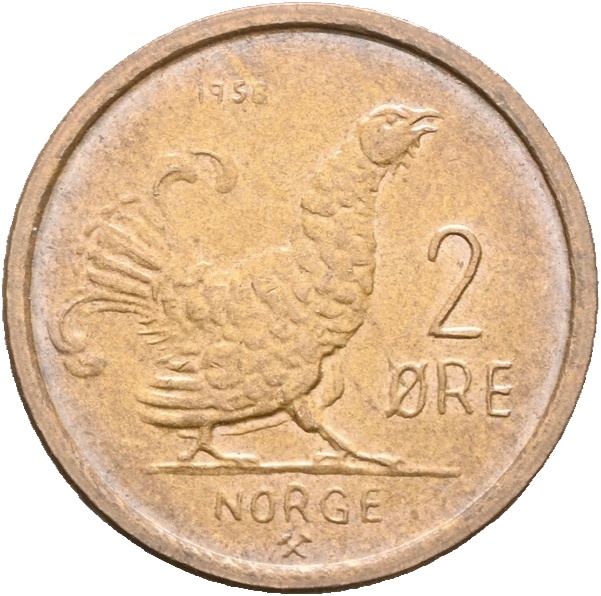 1958 2 øre Olav V, 0