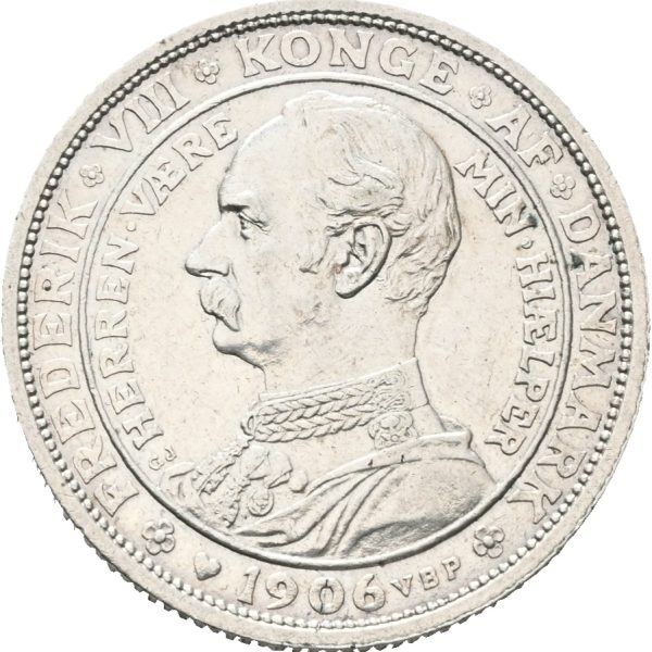 1906 Danmark 2 kroner Christian IX/ Frederik VIII, jubileum, 1+