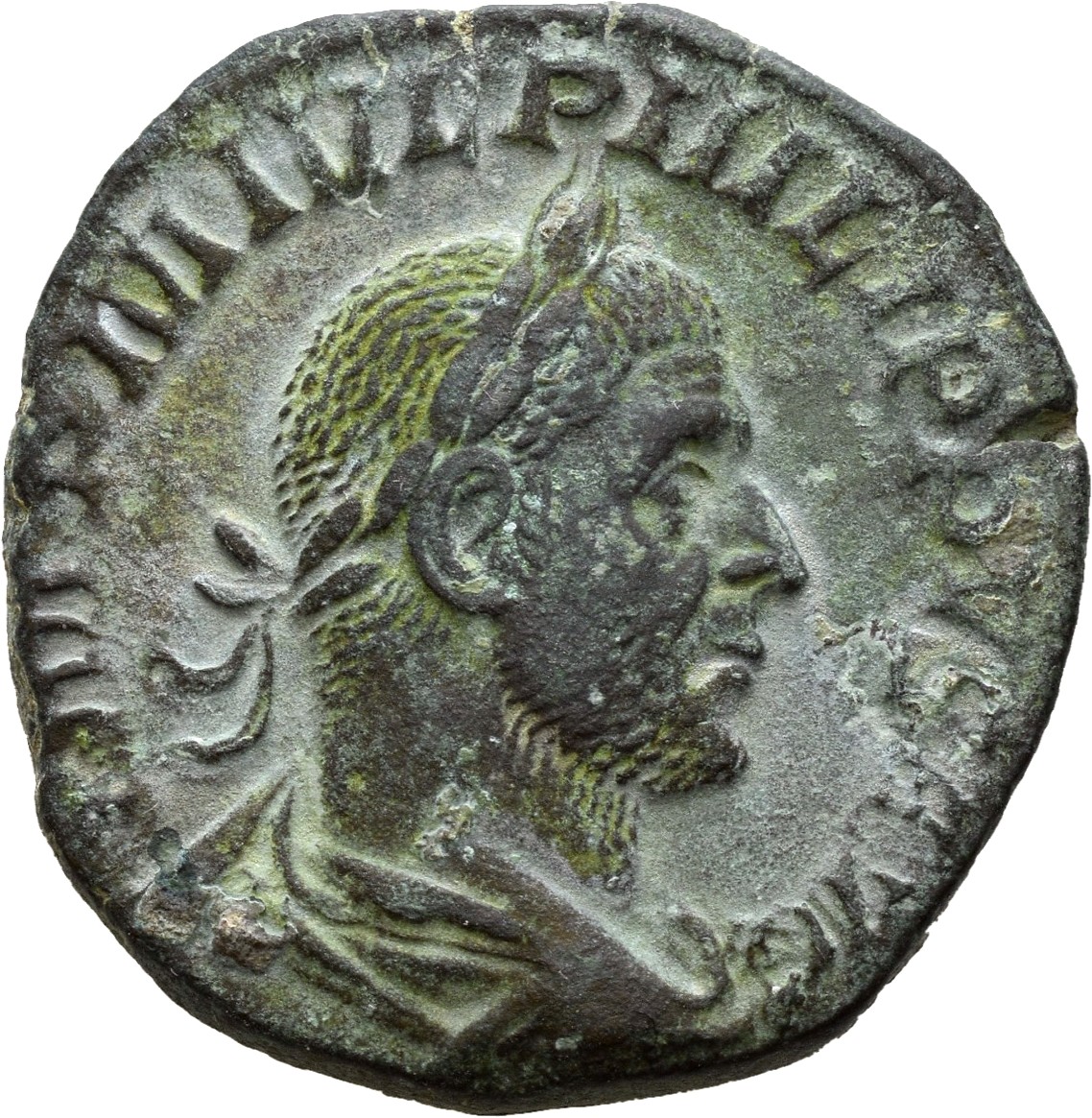 244-249 AE sestertius Philip I, Roma, 1+ – Oslo Myntgalleri