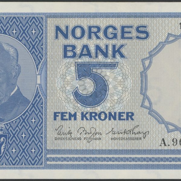 1955 5 kroner A.9618615, 4. utg., 0/01