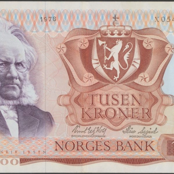 1978 1000 kroner X0546453, 5. utg., erstatningsseddel, 1/1+