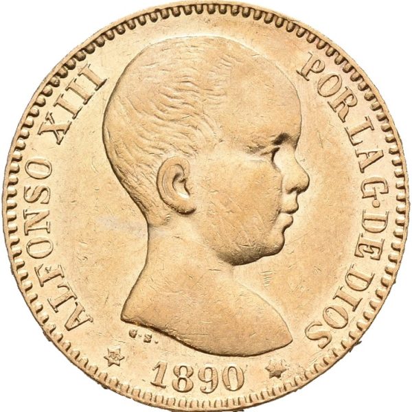 1890 Spania 25 pesetas Alfonso XIII, 1+/01