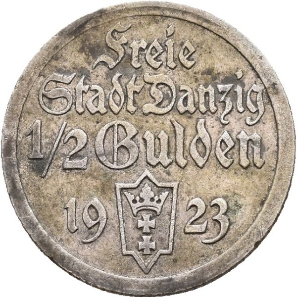 1923  Danzig 1/2 gulden, 1+