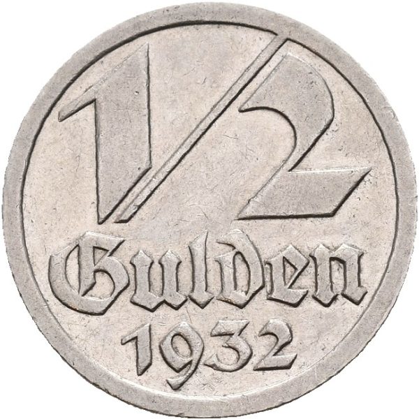 1932  Danzig 1/2 gulden, 1+/01