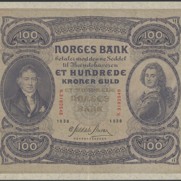 1938 100 kroner B.3192548, 1+