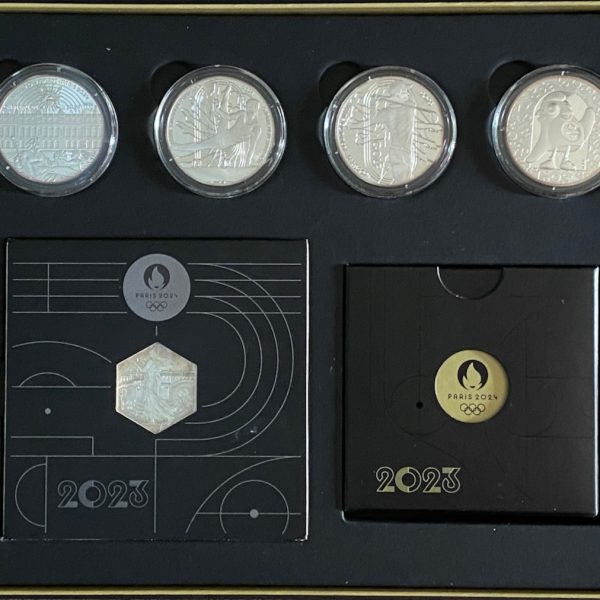 2023 Frankrike Collector Coins Olympic Games Paris 2024, 3 g rent gull, 88,8 g rent sølv, proof og BU